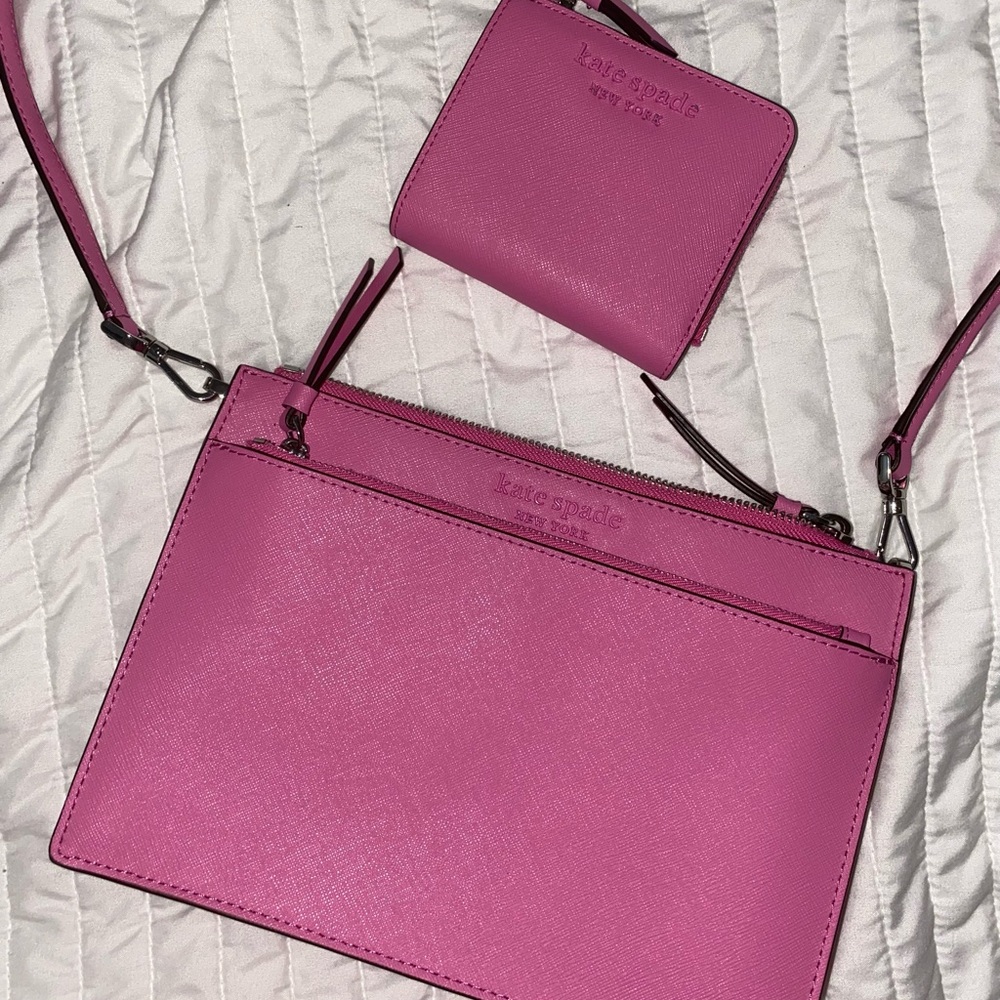 Kate Spade pink crossbody and wallet set